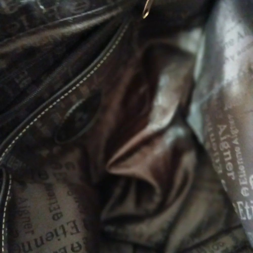 Etienne Aigner Brown Monogram Tote Bag - Picture 3 of 8